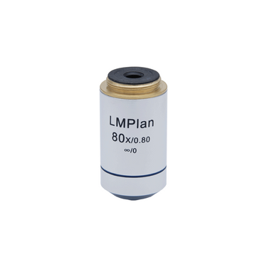 80X Infinity-Corrected LM Plan Long Working Distance Achromatic Metallurgical Microscope Objective Lens Working Distance 0.9mm, SKU MT03023731, three quarter front view