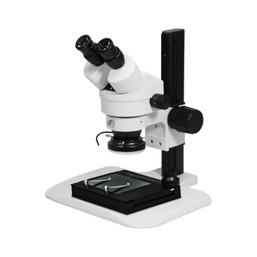 7-45X LED Light Track Stand XY Stage Travel Distance 75x55mm Binocular Zoom Stereo Microscope, SKU SZ02010025, three quarter front view