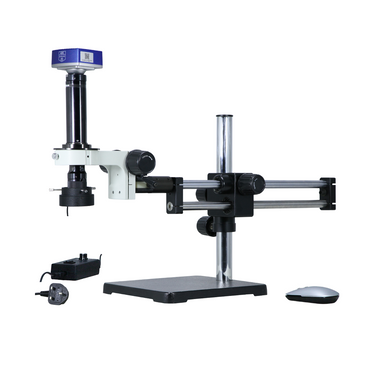 0.7-4.5X 8 Megapixels CMOS LED Light Dual Arm Stand Video Zoom Microscope, SKU MZ02120507, three quarter front view