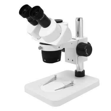 20X/40X Widefield Stereo Microscope, Trinocular, Post Stand, SKU FS05030331, three quarter front view