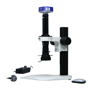 0.58-7X 8 Megapixels CMOS LED Light Track Stand Video Zoom Microscope, SKU MZ02130206, three quarter front view