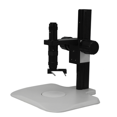 0.35X-2.25X 3D Industrial Inspection Video Zoom Microscope, Track Stand + 35° Objective Angle Converter, SKU MZ02010112, three quarter front view