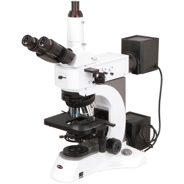 50-1000X Halogen Coaxial Reflection Light XY Stage Travel Distance 75x50mm Trinocular Metallurgical Microscope, SKU MT13010313, three quarter front view