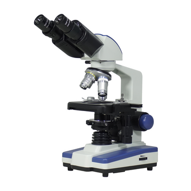 40-1000X LED Coaxial Transmitted Light XY Stage Travel Distance 70x20mm Binocular Biological Microscope, SKU BM19010201, three quarter front view
