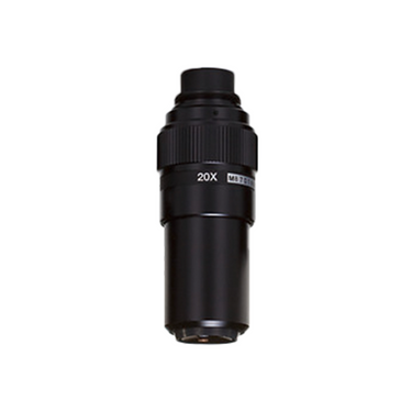 Objective Working Distance 20mm 20X Objective, SKU Mitutoyo-375-051, three quarter front view