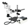 8-80X Halogen Light Boom Stand Binocular Parallel Zoom Stereo Microscope, SKU PZ02040449, three quarter front view