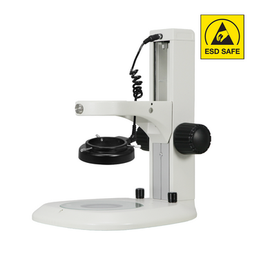 DC 12V LED Transmitted Light ESD Safe Track Length 280mm Focus Distance 105mm 76mm LED Dual Illuminated Light ESD Track Stand, SKU ST17031202, three quarter front view