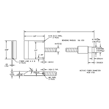 Optical Fiber Cable Length 978mm Line Light (L2.25″), SKU SCHOTT-Cold Vision-A08589, three quarter front view
