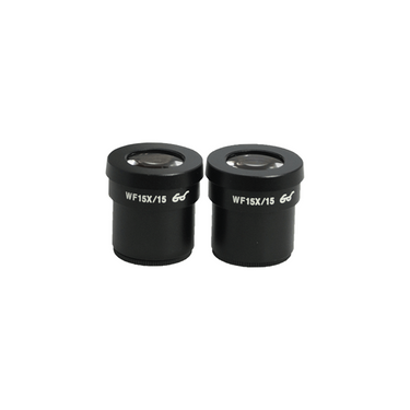 WF 15X Widefield Microscope Eyepieces, High Eyepoint, 30mm, FOV 15mm (Pair), SKU SZ05033411, three quarter front view