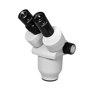 20X/40X Dual Power Stereo Microscope Head, Binocular, Focusable Eyepiece, SKU FS08011123, three quarter front view