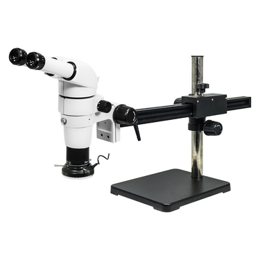 4-32.5X Ball Bearing Boom Stand Polarizing LED Light Binocular Parallel Zoom Stereo Microscope, SKU PZ02140123, three quarter front view