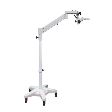 Surgical Microscope Floor Stand with Pneumatic Arm and 76mm Focus Rack, SKU ST02072002, three quarter front view
