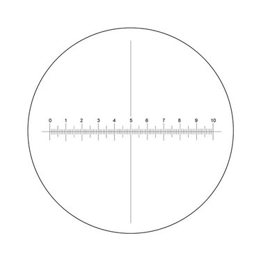 10mm/100 Div X-Axis Cross Hair Scale Reticle ( Dia. 20.4mm), SKU RT20103131, three quarter front view