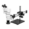 8-80X LED Light Dual Arm Stand Trinocular Parallel Zoom Stereo Microscope, SKU PZ02050135, three quarter front view