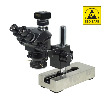 3.0 Megapixels 7-50X CMOS LED Light ESD Safe Gliding Base Stand ESD Trinocular Zoom Stereo Microscope, SKU SZ02090236, three quarter front view