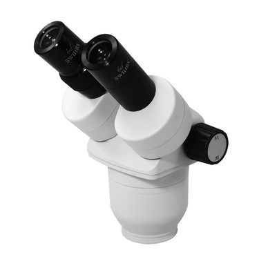 10X/30X Dual Power Stereo Microscope Head, Binocular, Focusable Eyepiece, SKU FS08011122, three quarter front view