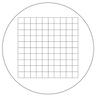 Microscope Eyepiece Reticle Net Grid Micrometer 10x10mm, 100 Squares, Dia. 20mm 1.5mm, SKU RT20105122, three quarter front view