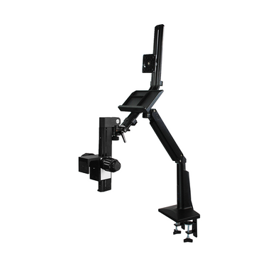 Microscope and Monitor Arm, Clamp Stand, N Adapter Focus Rack, SKU ST02071813, three quarter front view