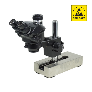 7-50X ESD Safe Gliding Base Stand ESD Trinocular Zoom Stereo Microscope, SKU SZ19040231, three quarter front view