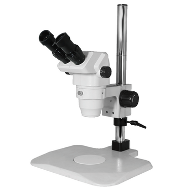 6.5X-45X Super Widefield Zoom Stereo Microscope, Binocular, Post Stand (Height 305mm), SKU SZ02020261, three quarter front view