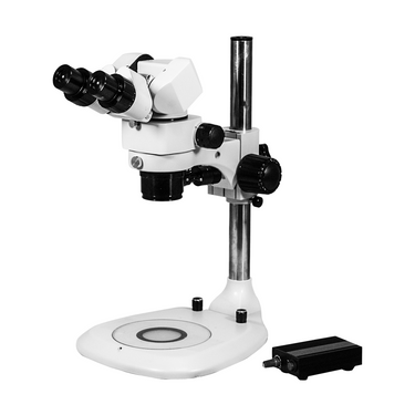 3.44X/6.25X/10.94X/18.75X/34.38X LED Light LED Coaxial Reflection Light Post Stand LED Dual Illuminated Light Binocular Parallel Multiple Power Operation Stereo Microscope, SKU SM51030221, three quarter front view