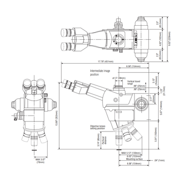 1X Focus Distance 50mm Laser Video Microscope Body (FS70L-THS), SKU Mitutoyo-378-186-4, three quarter front view