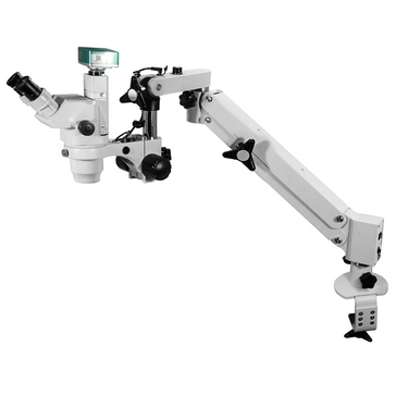 2.0 Megapixels 3.35-22.5X CMOS Pneumatic Arm Trinocular Zoom Stereo Microscope, SKU SZ02020754, three quarter front view