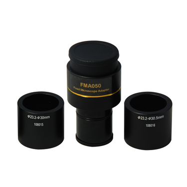 0.5X Microscope Camera Coupler C-Mount Adapter to Convert Eyetube Diameters 23.2mm to 30mm, 23.2mm to 30.5mm, SKU CP29031301, three quarter front view
