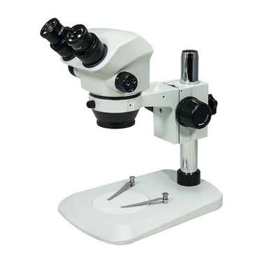 7-50X Post Stand Binocular Zoom Stereo Microscope, SKU SZ19040121, three quarter front view