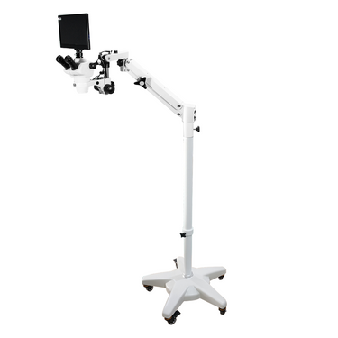 2.0 Megapixels 8-50X CMOS Pneumatic Arm Trinocular Zoom Stereo Microscope, SKU SZ02030773, three quarter front view