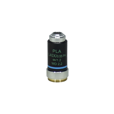 40X Infinity-Corrected Long Working Distance Plan Achromatic Phase Contrast Microscope Objective Lens Working Distance 2.2mm, SKU PH04073531, three quarter front view