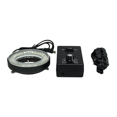 144 LED Microscope Ring Light Diameter 61mm 6W with Adaptor Power Box, SKU ML23241223, three quarter front view
