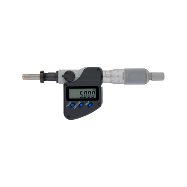 0-25.4mm (0-1″) 1μm 25mm/1" Flat with Clamp Nut Digimatic Micrometer Head, SKU Mitutoyo-350-352-30, three quarter front view