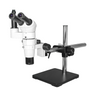 8X-80X Widefield Parallel Zoom Stereo Microscope, Trinocular, Single Arm Boom Stand + Single Port Photo/Video Beam Splitter, Compensating 20° Viewing Angle, SKU PZ02040431, three quarter front view