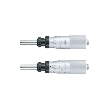 0-0.02″ Mechanical Micrometer Head Graduation 0.00005″ 0.02" Flat with Clamp Nut Extra-Fine Feeding Mechanical Micrometer Head (Thimble Diameter: Dia. 21mm, Spindle Diameter: Dia. 8mm), SKU Mitutoyo-110-115-10, three quarter front view