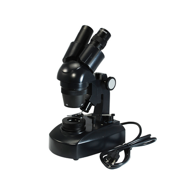 20X/40X Jewelry Gem Stereo Microscope, Binocular, Halogen Light, Track Stand + Dark Field Condenser, SKU JM12010101, three quarter front view