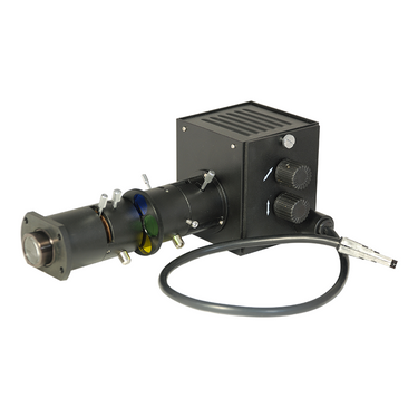 20W Halogen Microscope Vertical Episcopic Illumination Lamp House with Filters (Blue, Green, Matte White), SKU MT14026101, three quarter front view