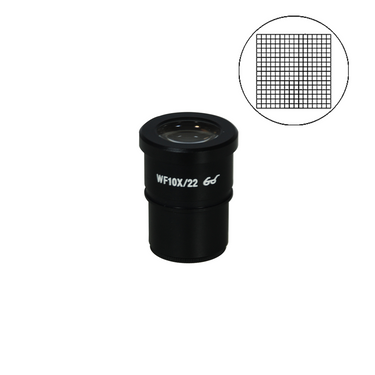 10x10mm/16x16 Net Grid Eyepiece Field of View Dia. 22mm 10X Reticle Eyepiece ( Dia. 30/FN22), SKU SZ05013235, three quarter front view