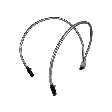 Dual Gooseneck Light Guide Cables for Microscope Fiber Optic Illuminator, Length 460mm, Output Diameter 5mm, Input Diameter 7mm, SKU ML25921101, three quarter front view