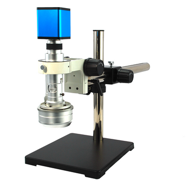 0.65-4.5X Industrial Inspection 3D Video Microscope + HDMI Digital Camera, Boom Stand, SKU TD02020102, three quarter front view