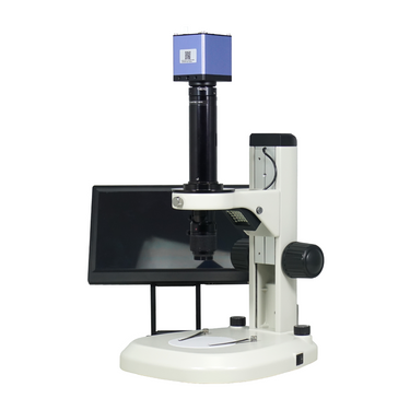 0.7-4.5X 2.0 Megapixels CMOS Track Stand LED Dual Illuminated Light Video Zoom Microscope, SKU MZ02120213, three quarter front view