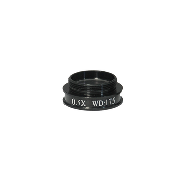 0.5X Achromatic Microscope Objective Lens for MZ0801 Video Zoom Microscope 20.3mm, 4/5in., SKU MZ08014211, three quarter front view