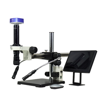 0.58-7X 8 Megapixels CMOS LED Light Boom Stand Video Zoom Microscope, SKU MZ02130402, three quarter front view