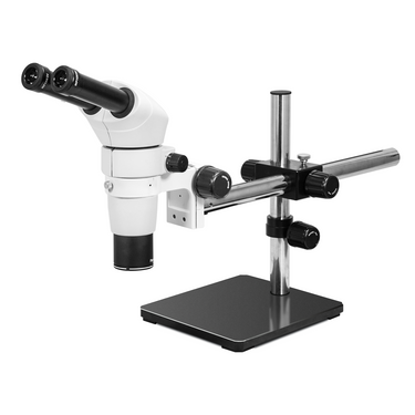 8-65X Boom Stand Binocular Parallel Zoom Stereo Microscope, SKU PZ02040126, three quarter front view