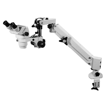 3.35-22.5X Pneumatic Arm Binocular Zoom Stereo Microscope, SKU SZ02020741, three quarter front view