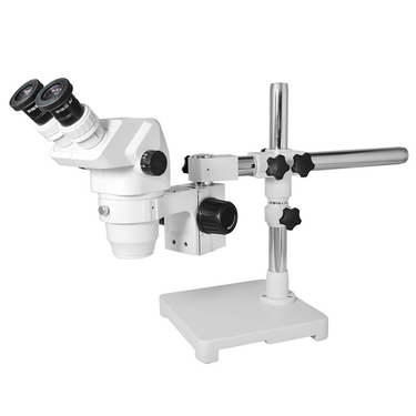 6.7-45X Boom Stand Binocular Zoom Stereo Microscope, SKU SZ02020423, three quarter front view