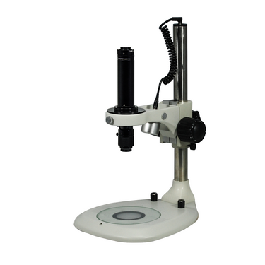 0.7-4.5X Post Stand LED Dual Illuminated Light Video Zoom Microscope, SKU MZ02120111, three quarter front view