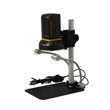 Vitiny 12X-132X Digital Microscope, LED Light, 2.0 MP USB 2.0 HDMI, Post Stand, SKU Vitiny-UM08-2, three quarter front view
