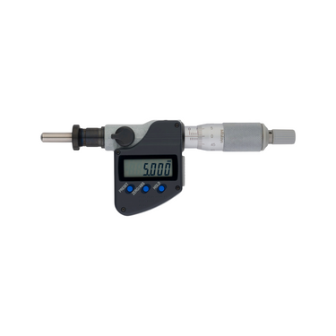 0-25.4mm (0-1″) 1μm 25mm/1" Spherical with Clamp Nut Digimatic Micrometer Head, SKU Mitutoyo-350-384-32, three quarter front view