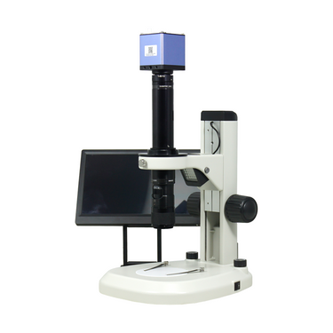 0.58-7X 2.0 Megapixels CMOS Track Stand LED Dual Illuminated Light Video Zoom Microscope, SKU MZ02130213, three quarter front view